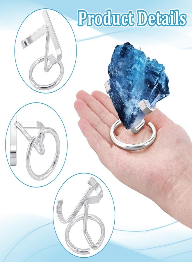 GLASSWINDS 8 Pcs Metal Crystal Display Shelf, Silver Rock Display Stand, Crystal Holder for Mineral Gemstone Agate Fossil Coral or Other Small Collectible, Ideal for Home Shop Museum or Office Use - Image 4